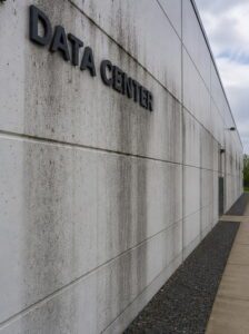 Image of a data center with exterior dirt on it