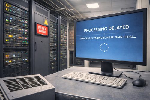 ChatGPT image of computer saying processing is slow