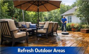 AI image ot man cleaning a deck